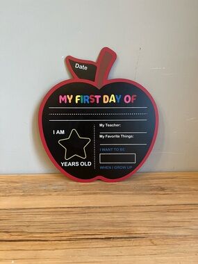 NWT First And Last Day Of School Chalkboard Apple Sign